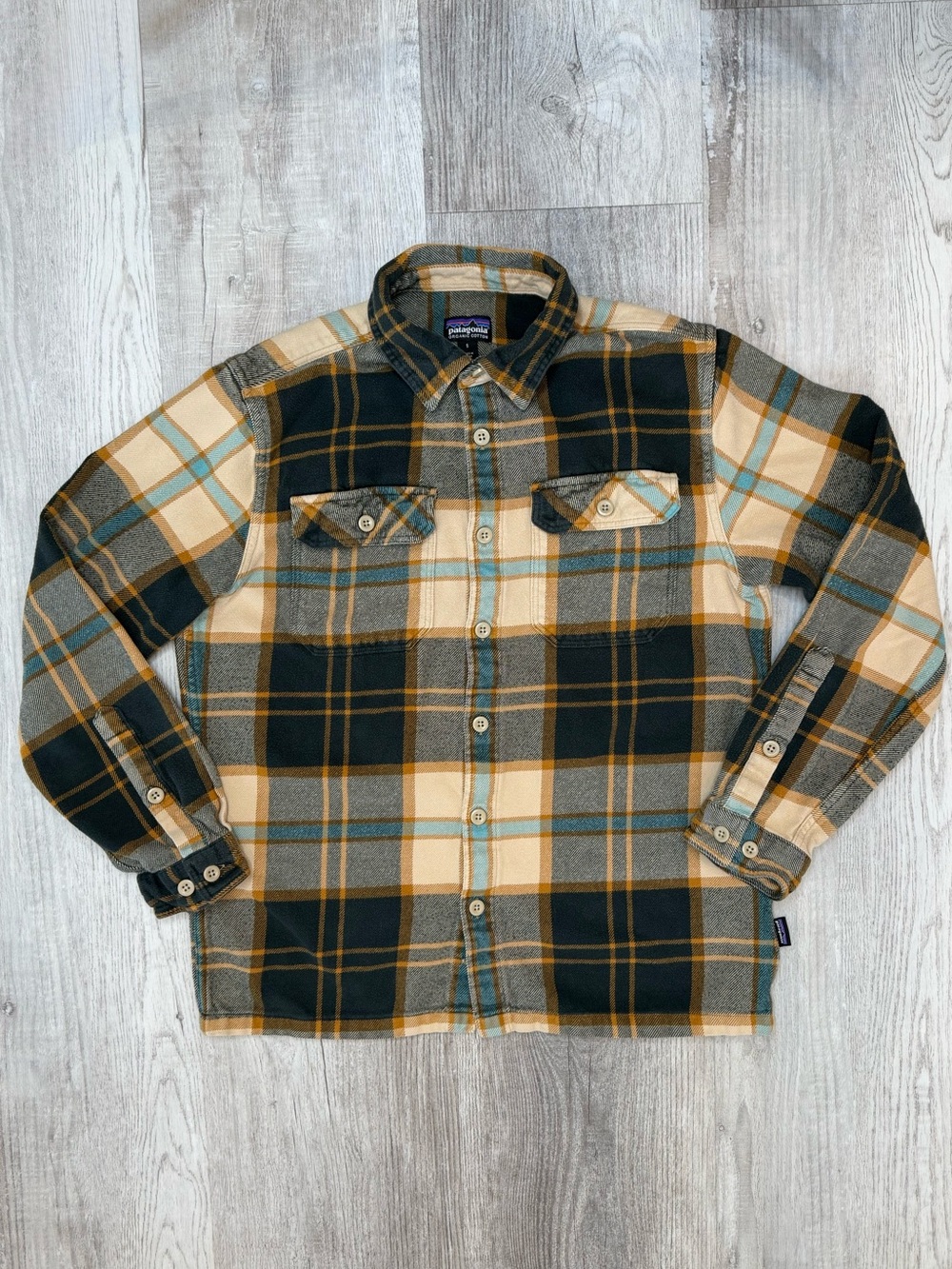 Patagonia Fjord Flannel Shirt Long Sleeve Mens Size S Cascade Tidepool Blue